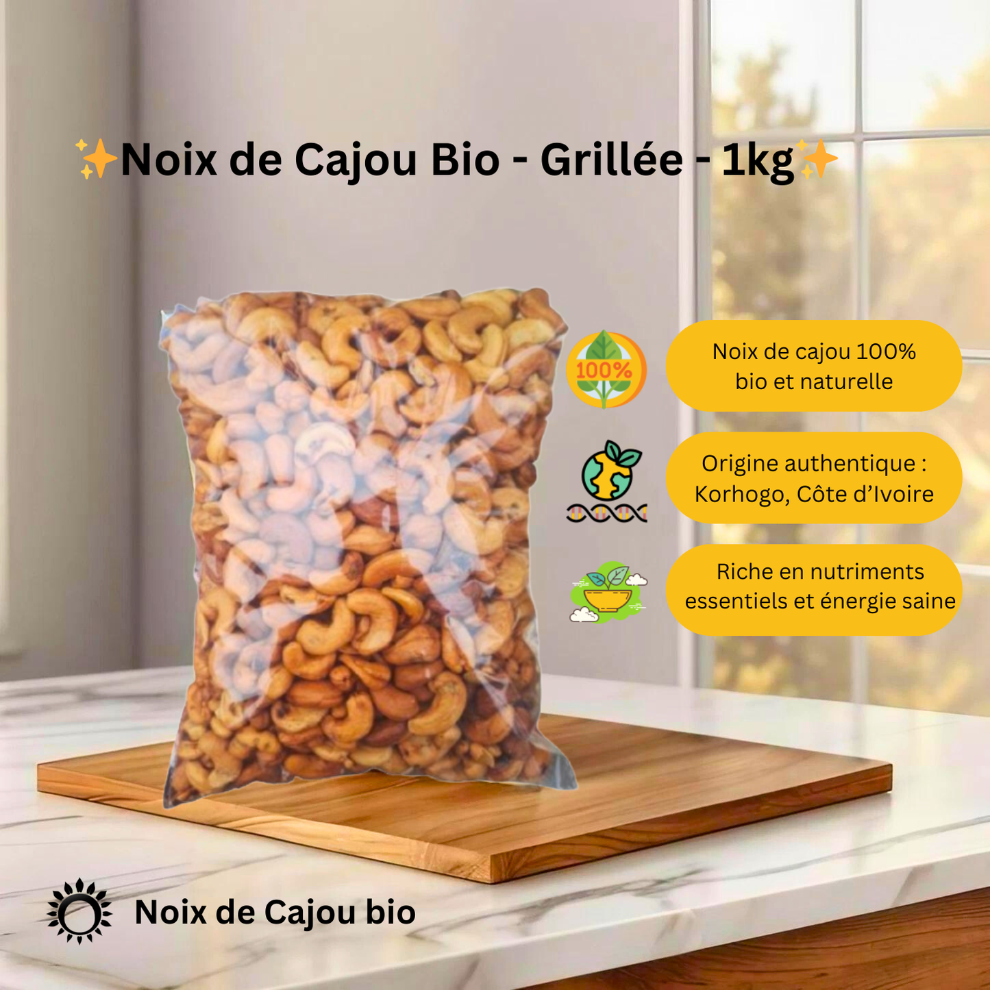 ✨Noix de Cajou Grillées Bio ☘️ Goût Intense et Croquant✨(1kg)